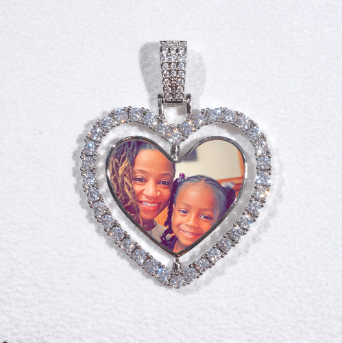 3D Spinning 2-Faced Heart Custom Picture Pendant