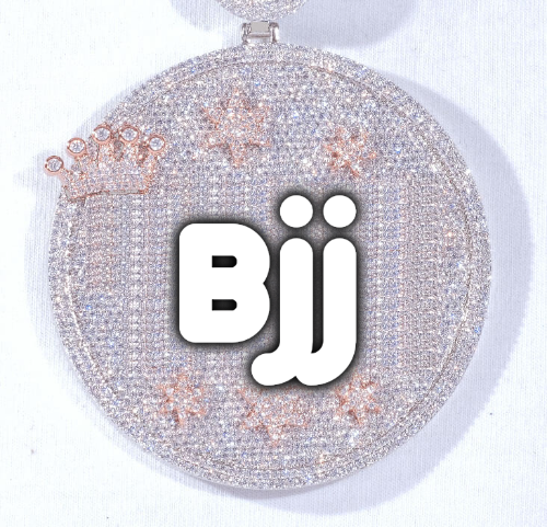 CUSTOM LETTER NECKLACE 3D BIG CROWN DISC