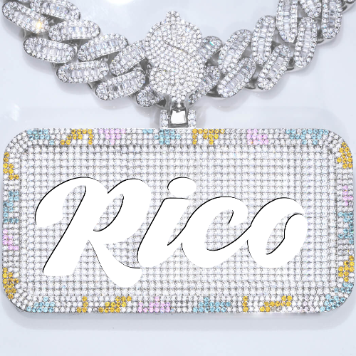 CUSTOM LETTER NECKLACE 3D COLORFUL SQUARE
