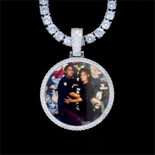 925S & VVS Moissanite 3D Circle Custom Picture Pendant