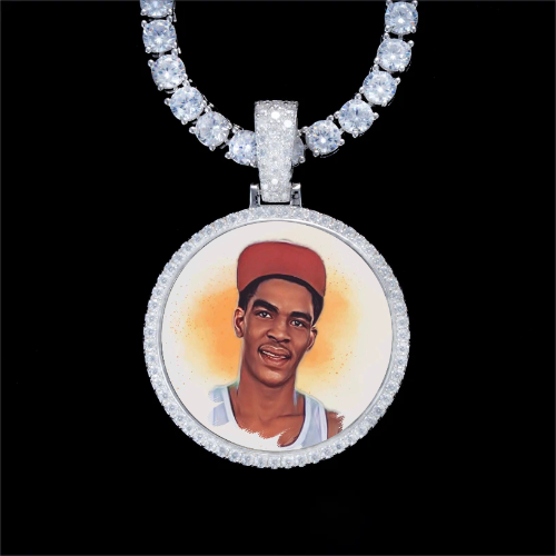 925S & VVS Moissanite 3D Circle Custom Picture Pendant
