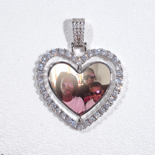 3D Spinning 2-Faced Heart Custom Picture Pendant
