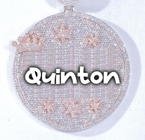 CUSTOM LETTER NECKLACE 3D BIG CROWN DISC