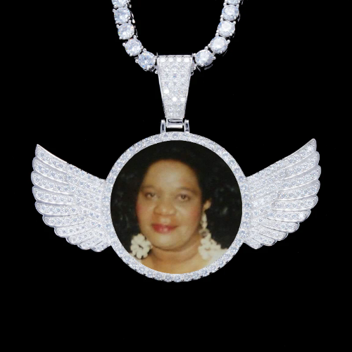 925S & VVS Moissanite 3D Wing Custom Picture Pendant