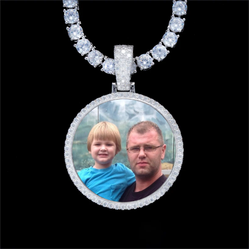 925S & VVS Moissanite 3D Circle Custom Picture Pendant