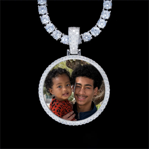 925S & VVS Moissanite 3D Circle Custom Picture Pendant