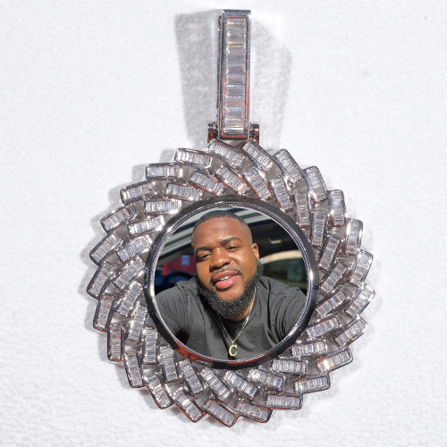 Large 3D Baguette Custom Picture Pendant