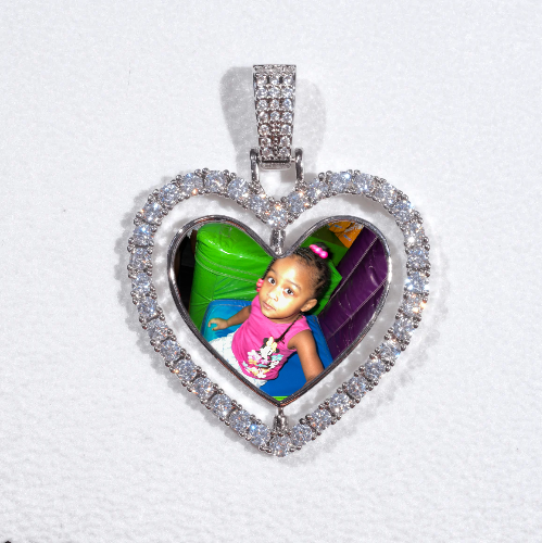 3D Spinning 2-Faced Heart Custom Picture Pendant