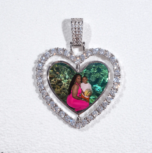 3D Spinning 2-Faced Heart Custom Picture Pendant