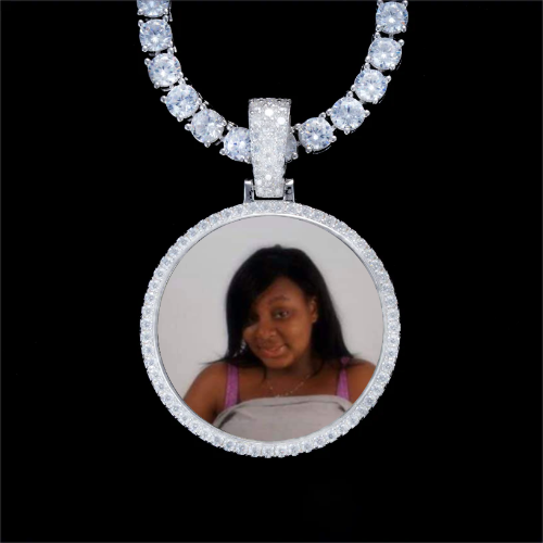 925S & VVS Moissanite 3D Circle Custom Picture Pendant