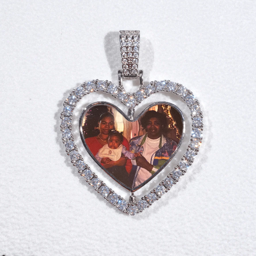 3D Spinning 2-Faced Heart Custom Picture Pendant