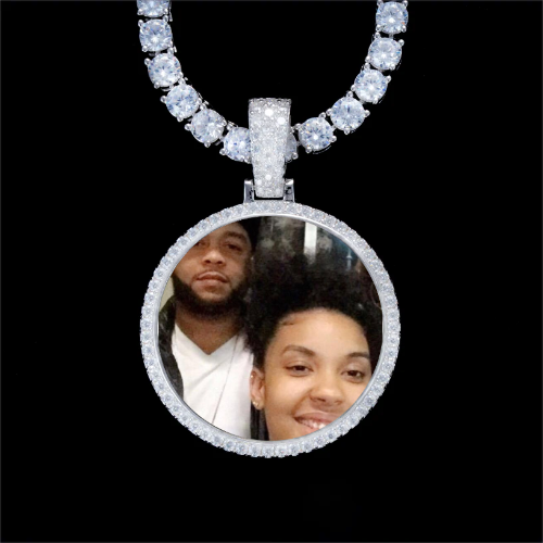 925S & VVS Moissanite 3D Circle Custom Picture Pendant