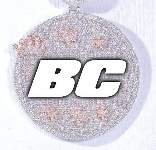 CUSTOM LETTER NECKLACE 3D BIG CROWN DISC