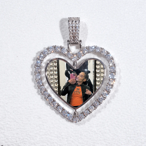 3D Spinning 2-Faced Heart Custom Picture Pendant