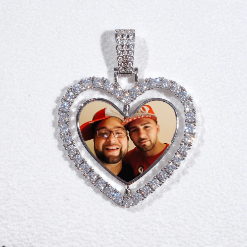 3D Spinning 2-Faced Heart Custom Picture Pendant