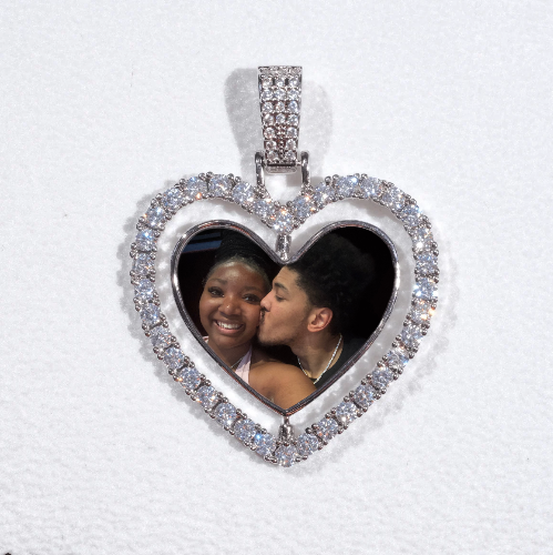 3D Spinning 2-Faced Heart Custom Picture Pendant