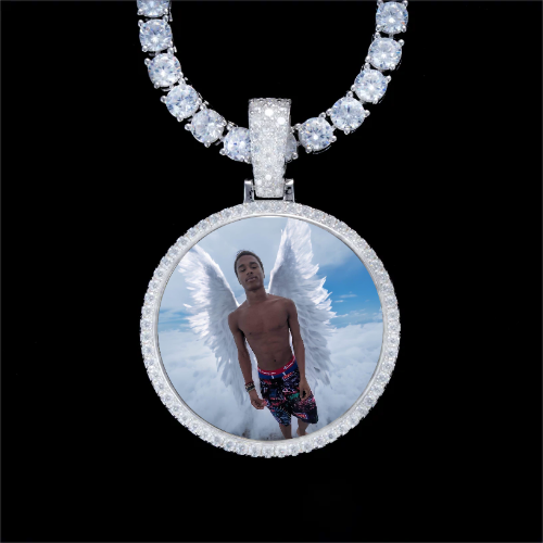 925S & VVS Moissanite 3D Circle Custom Picture Pendant