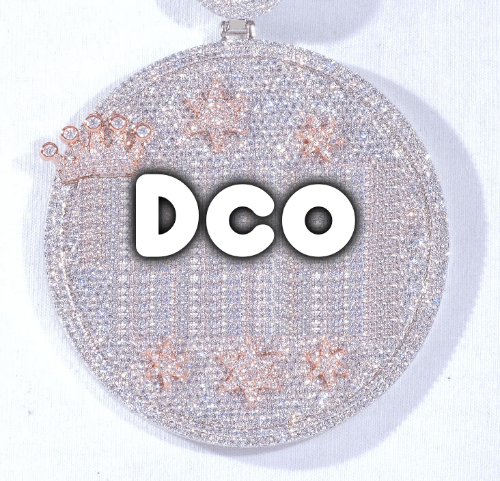 CUSTOM LETTER NECKLACE 3D BIG CROWN DISC