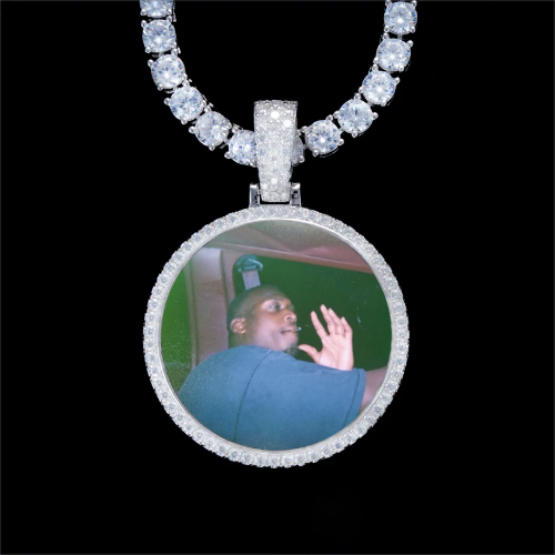 925S & VVS Moissanite 3D Circle Custom Picture Pendant