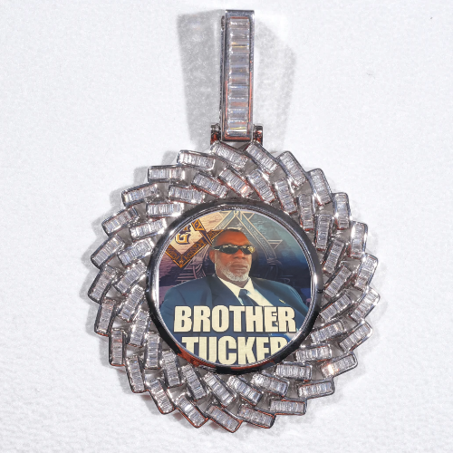 Large 3D Baguette Custom Picture Pendant