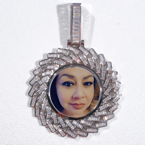 Large 3D Baguette Custom Picture Pendant