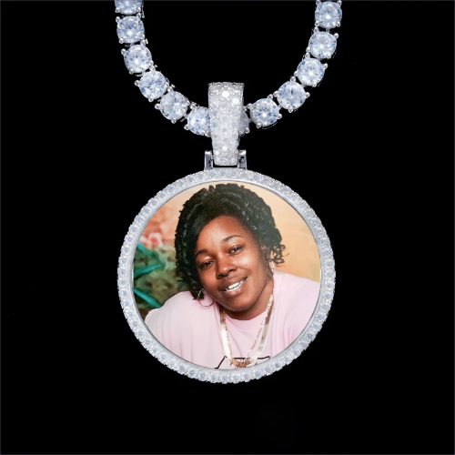 925S & VVS Moissanite 3D Circle Custom Picture Pendant