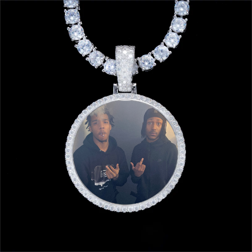 925S & VVS Moissanite 3D Circle Custom Picture Pendant