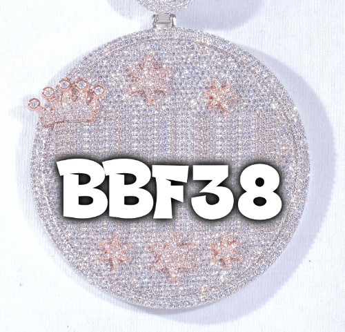 CUSTOM LETTER NECKLACE 3D BIG CROWN DISC