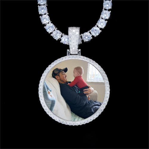 925S & VVS Moissanite 3D Circle Custom Picture Pendant