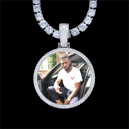 925S & VVS Moissanite 3D Circle Custom Picture Pendant