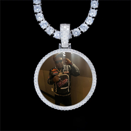 925S & VVS Moissanite 3D Circle Custom Picture Pendant