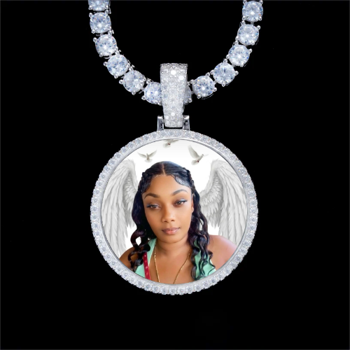 925S & VVS Moissanite 3D Circle Custom Picture Pendant