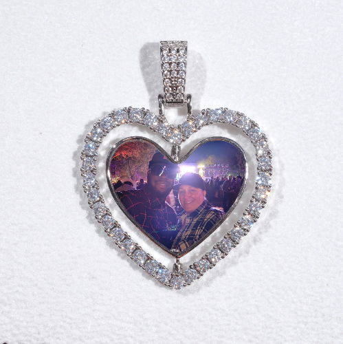 3D Spinning 2-Faced Heart Custom Picture Pendant