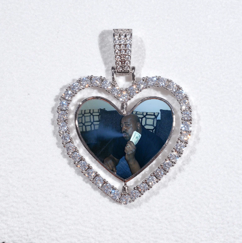3D Spinning 2-Faced Heart Custom Picture Pendant