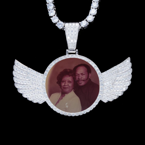925S & VVS Moissanite 3D Wing Custom Picture Pendant