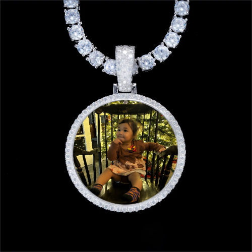 925S & VVS Moissanite 3D Circle Custom Picture Pendant