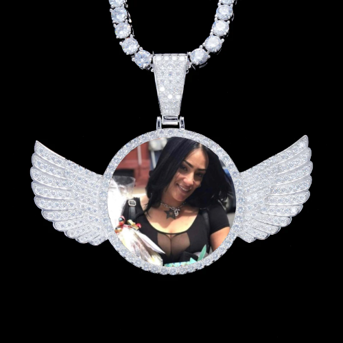 925S & VVS Moissanite 3D Wing Custom Picture Pendant