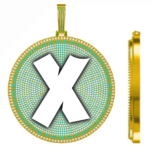 CUSTOM LETTER NECKLACE 3D BIG DISC