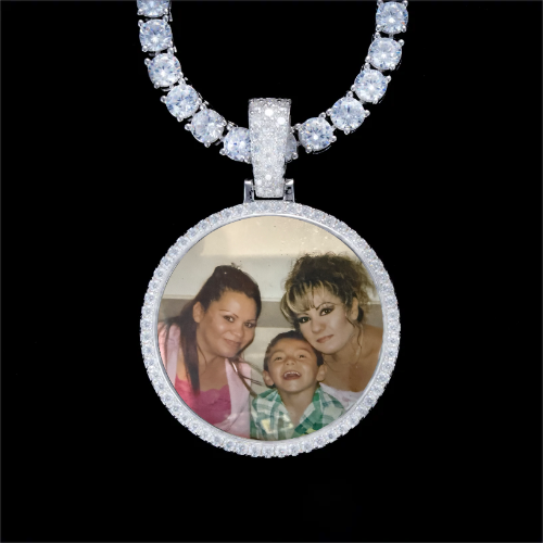 925S & VVS Moissanite 3D Circle Custom Picture Pendant