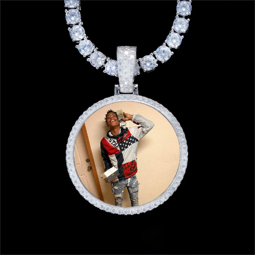 925S & VVS Moissanite 3D Circle Custom Picture Pendant