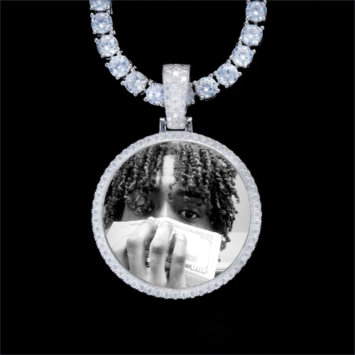 925S & VVS Moissanite 3D Circle Custom Picture Pendant