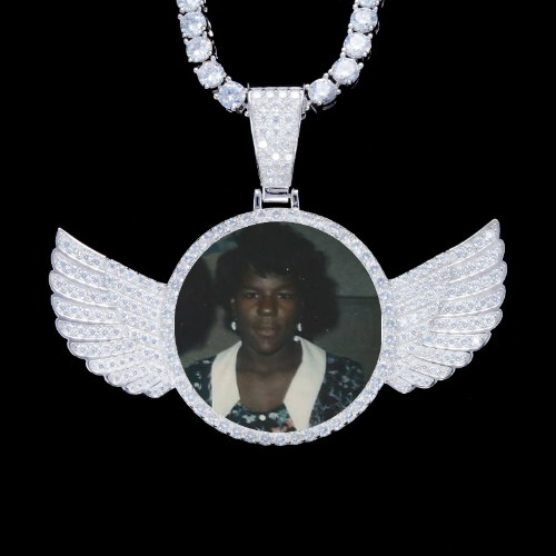 925S & VVS Moissanite 3D Wing Custom Picture Pendant
