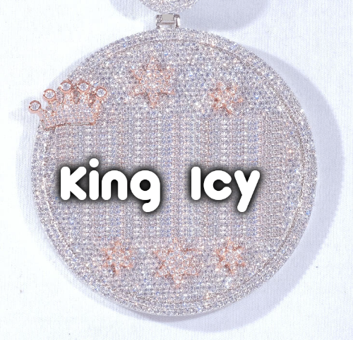 CUSTOM LETTER NECKLACE 3D BIG CROWN DISC