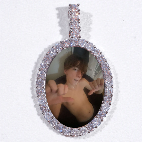 Large 3D Oval Custom Picture Pendant