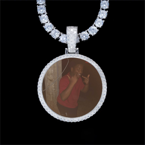 925S & VVS Moissanite 3D Circle Custom Picture Pendant