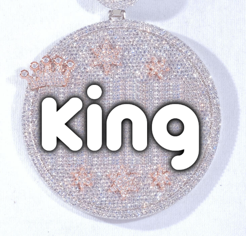CUSTOM LETTER NECKLACE 3D BIG CROWN DISC