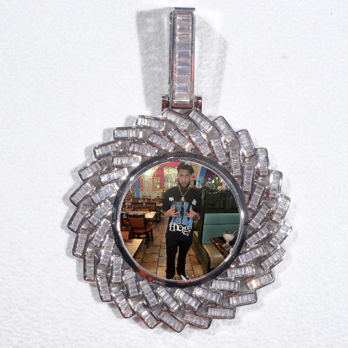 Large 3D Baguette Custom Picture Pendant