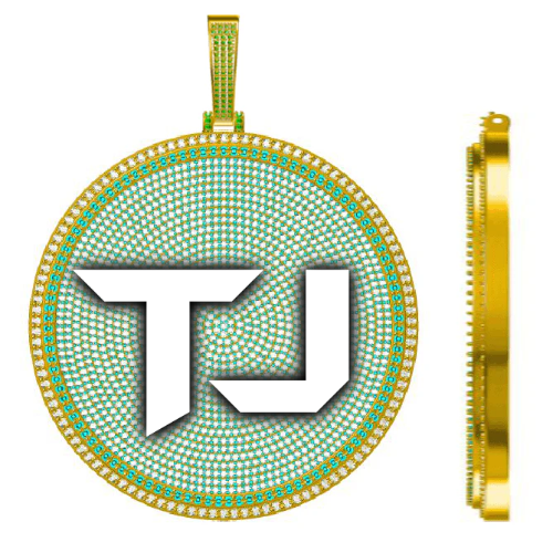 CUSTOM LETTER NECKLACE 3D BIG DISC