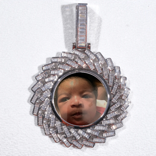 Large 3D Baguette Custom Picture Pendant