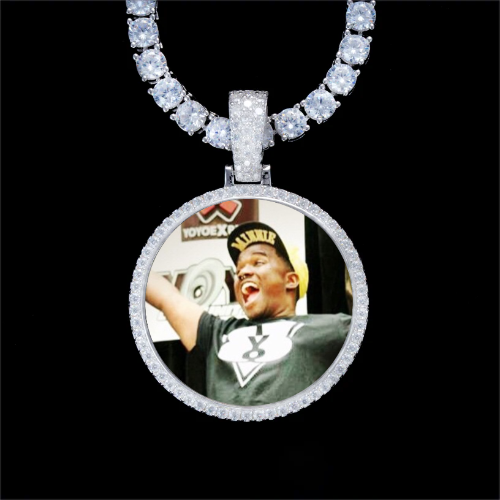 925S & VVS Moissanite 3D Circle Custom Picture Pendant